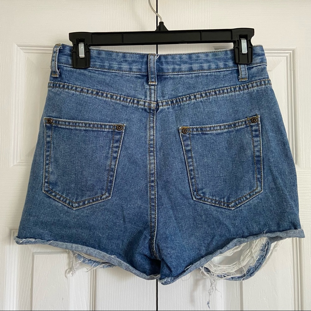 High Rise Distressed Denim Shorts - Picture 3 of 3